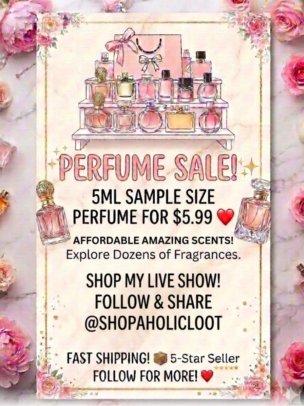 Perfume Sample Sale 5ml- try a new scent!
